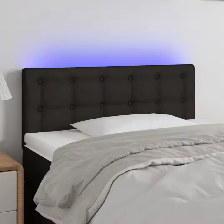 vidaXL Cabecero con LED de tela negro 100x5x78/88 cm - 1