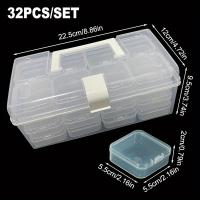 Caja De Almacenamiento De Joyería Con Cuentas De Diamante 14/32 Piezas Transparente Plástico Multipropósito Para Escritorio - details 2