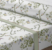 Juego de Sábanas Verano 3 Piezas - Microfibra Transpirable con Diseño de Hojas y Ruiseñores | Tallas 90/105/135/150/180 cm | Estilo Elegante en Verde y Blanco | Anti-Arrugas y Secado Rápido - details 1