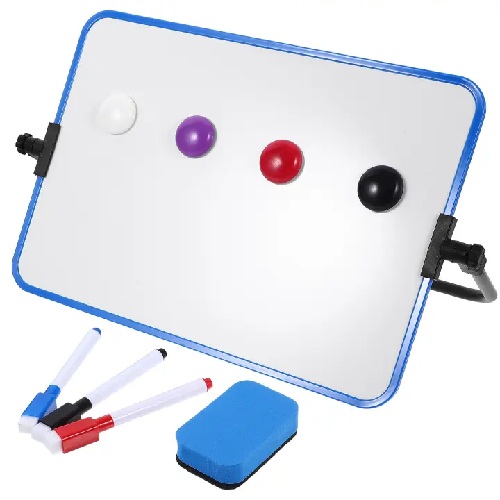 Juego De Tablero Blanco Doble Cara Con Soporte Escribible Borrable Para Mesa Tablero De Dibujo Con Pizarra Seca Práctico Para Mensajes - 1