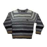 Jerséis niño Cycleband , Gris Blanco ,  4 años ,  104  ,  Lana , Invierno , Cuello redondo , Rayas - details 0