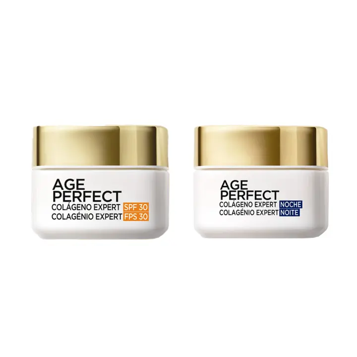 L'Oréal Paris | Age Perfect Colágeno Expert Crema de Noche Reafirmante para Pieles Maduras - 50ml + Crema de Día SPF 30 - 50ml - 1