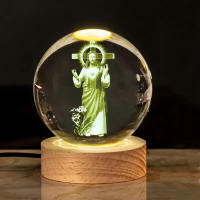 Lámpara De Decoración Con Base De Madera Y Globito De Vidrio Religioso De Jesús Luz Nocturna Diametro 2.36" O 3.15" Regalo De Cumpleaños Para El Hogar Y Escritorio - details 0