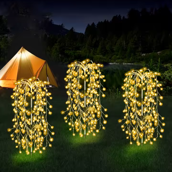 Luces Solares Para Jardín Impermeables Con 8 Modos De Iluminación Decorativas Para Patio Y Leyendas Luces De Fuego - 1