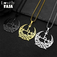Collar Pendentivo De Luna Tríplice Y Pentagrama Para Hombres Y Mujeres En Acero Inoxidable Color Oro Joyería De Demonio Satán Lilith Para Fiesta - details 9