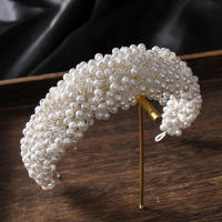 Diadema De Novia De Lujo Para Mujer Accesorio De Cabello De Boda Hecho a Mano Con Perlas Y Cristales Tamaño M Para Adultos - details 0