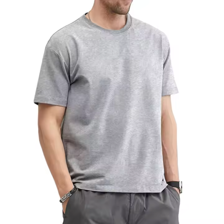 Camiseta De Verano Para Hombres Tallas Grandes De Algodón Sólidos Blancas Estilo Casual Cuello Redondo Prenda Transpirable Y De Secado Rápido - 1