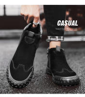 Botas De Hombre Casual Transpirables Zapatillas Versátiles Alta Confort Para Oficina Botas De Tobillo Slip-on Material PU Y PVC - details 2