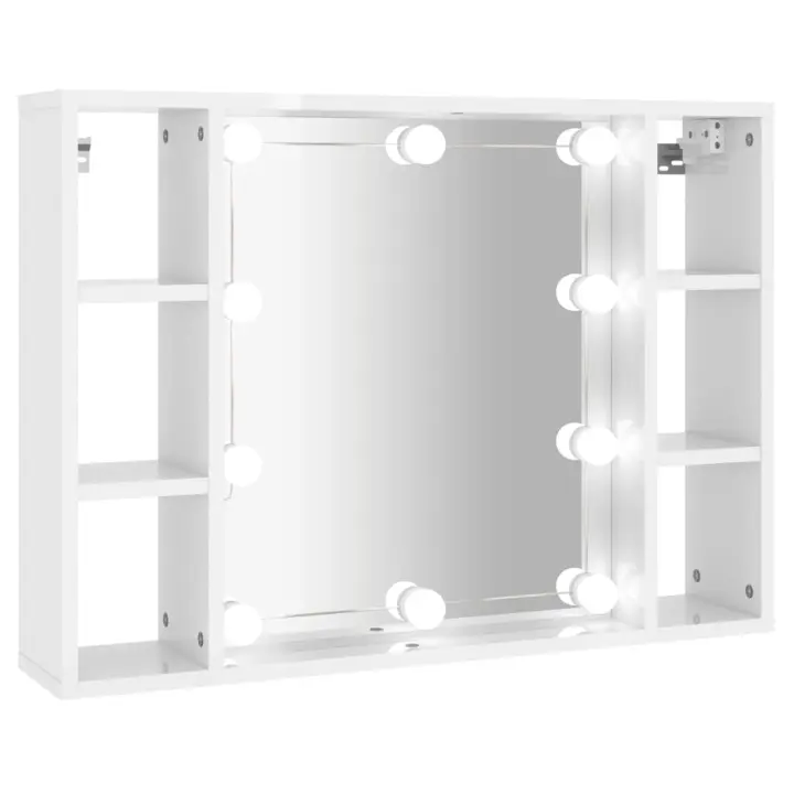 VidaXL Mueble con Espejo y Bright LED Blanco 76x15x55 cm - 1