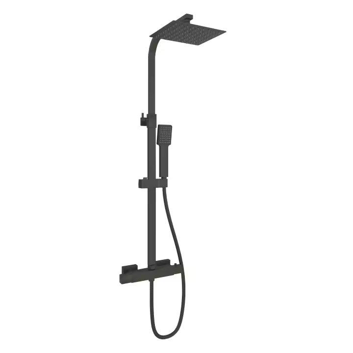 AICA SANITARIOS Aica Columna Ducha Termostato Negro Mate 800-1200mm - 1