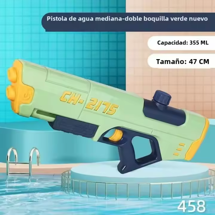 Pistola De Agua De Alta Presión Para Niños Y Niñas Juguete De Batalla Con Gran Capacidad Tiraje Pull Tipo Para Exteriores - 1