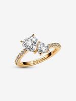 Pandora - Anillo brilliant De Doble Corazón-Baño de Oro de 14K - details 2
