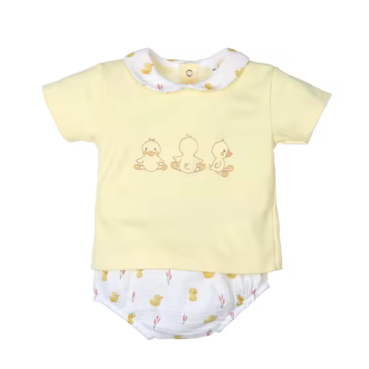 Conjunto camiseta y ranita bebe niño patitos de marca POPYS - 1