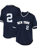Camiseta De Béisbol Para Hombres Número 2 Con Bordado De Letras De Nueva York Ajuste Largo Cuello En V Manga Corta Transpirable Retro Deporte - details 1