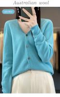 Suéter De Punto De Lana Merino 100% Para Mujer Cuello V Otoño Invierno Estilo Coreano Versátil Moda Oficina Regular Cierre Único Manga Larga - details 20