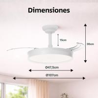 Ventilador de Techo Retráctil con Luz LED 72W CCT Regulable, Motor DC Silencioso de 6 Velocidades, Control Remoto, Ø1070mm – Ventilador de Techo Moderno para Salón, Dormitorio, Oficina ostark-LEDUNI - details 12