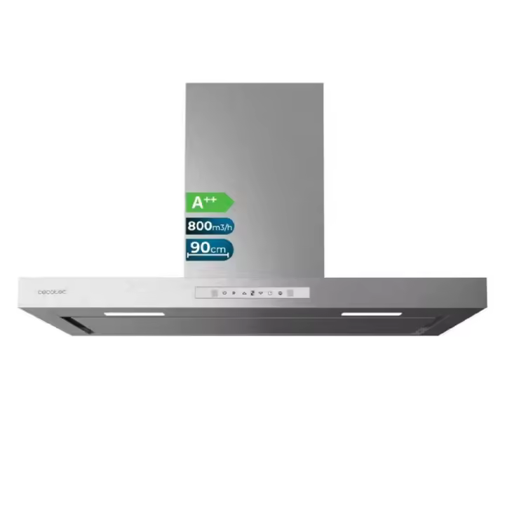 Cecotec Campana Extractora T Bolero Flux TT 908000 Slim Glass White A++. 90cm succión 800m_/h 210W display táctil - 1