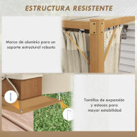 Outsunny Pérgola de Jardín 4x3 m con Marco de Aluminio Cenador para Exterior con Techo Retráctil Mosquiteras Laterales de Malla para Terraza Patio Natural - details 5