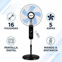 AQUA DEL MARE FS-40R Ventilador de Pie 16 Pulgadas con Mando a Distancia, Pantalla Digital, 5 Aspas, 3 Velocidades, Temporizador, Altura Regulable, Potente y Silencioso para Hogar y Oficina - details 1