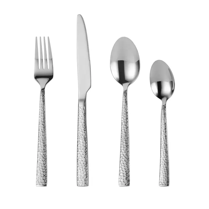 Mr.Spoon Juego 24 piezas Cubiertos, Acero inoxidable 18/0, Plateado, Incluye cuchillo,tenedor,cuchara,cucharilla, Cubertería, Servicio para 6 Personas, Apto para lavavajillas. Ideas de regalo， Incluye bolsa de regalo.70107 - 1