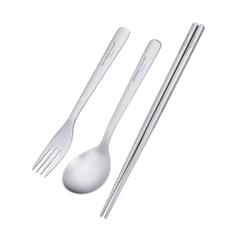 Set De Cutlería Ultraligera De Titanio Boundless Voyage 3PCS Incluye Cuchillo Tenedor Y Cuchara Para Camping Viajes Y Expediciones - 1