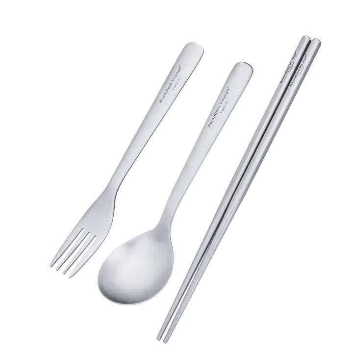 Set De Cutlería Ultraligera De Titanio Boundless Voyage 3PCS Incluye Cuchillo Tenedor Y Cuchara Para Camping Viajes Y Expediciones - 1