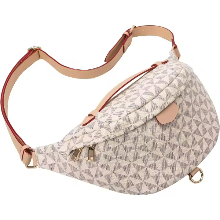 Riñonera cruzada para mujer, bolso bandolera para mujer, riñonera pequeña con cinturón, riñonera a cuadros para mujer, diseño blanco 2 - 1