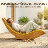Outsunny Pack de 2 Sillas Mecedoras de Jardín de Madera, Mecedoras para Exterior Ergonómica Plegables con Diseño Listonado, para Balcón, Terraza, Patio, Carga 120 kg, 60x156x77 cm, Natural - details 0