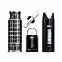 Pisa Lattafa Set Regalo Hombre | Eau de Parfum 100 ml + EDP 20 ml + Perfumed Spray 200 ml | Perfume Aromático Frutal 2024 | Notas de Mandarina, Limón y Bergamota | Fondo de Sándalo y Ámbar - details 1