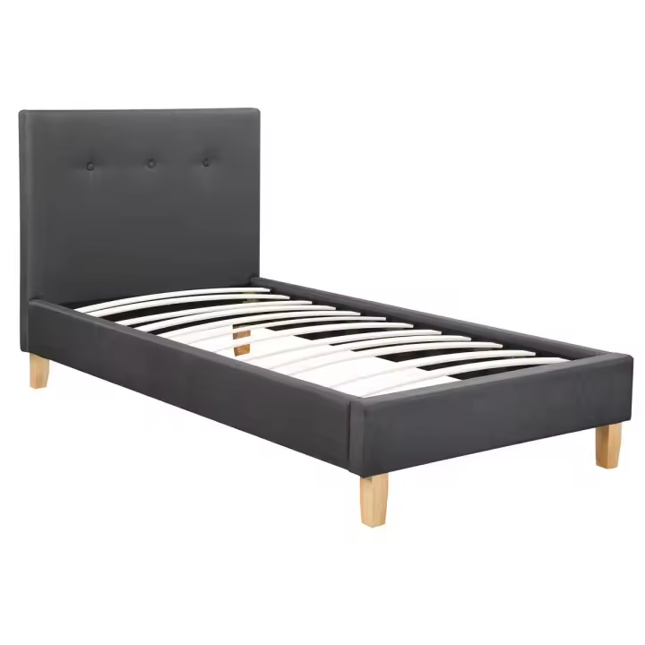 Habitat y Jardin - Cama "Elise" - 90 x 190 cm - Gris oscuro - 1