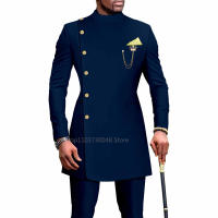 Traje Formal De Hombre Africano Diseño Delgado 2 Piezas Para Boda Prom Fiesta Mejor Hombre Chaqueta Pantalones Material COTON Wool - details 1