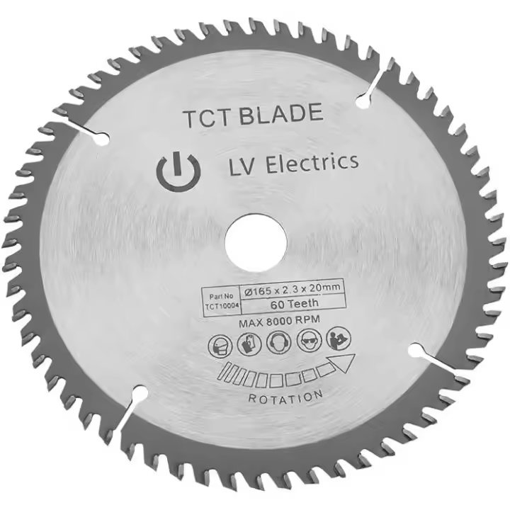 Hoja de sierra circular TCT de 165 mm Disco de corte giratorio plateado para cortar madera 60 dientes + 1 anillo de reducción - 1