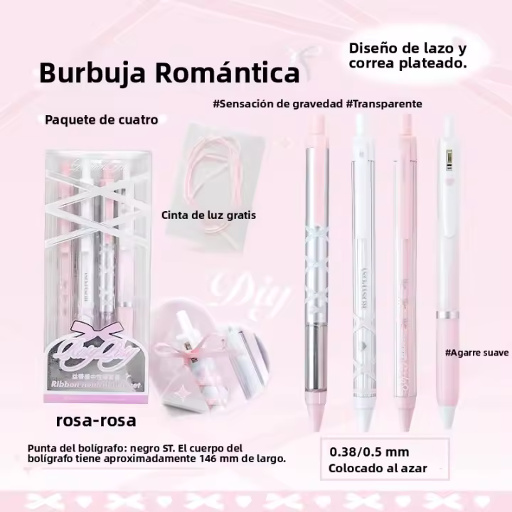 Pack De 4 Bolígrafos De Gel De Color Sólido Moda Serie De Baile Para Niños Y Estudiantes Material Plástico - 1