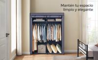 SONGMICS RYG002C02 - Armario, con 2 Barras, Perchero, Funda de Tejido, Plegable, para vestidor y Dormitorio, 43 x 140 x 174 cm, Verde Oliva/Azul Oscuro - details 1