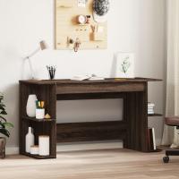 vidaXL Escritorio madera de ingeniería 140x50x75 cm en color Roble ahumado/Roble Sonoma/Marrón roble y más | estructura resistente ideal para salón dormitorio o estudio - details 2