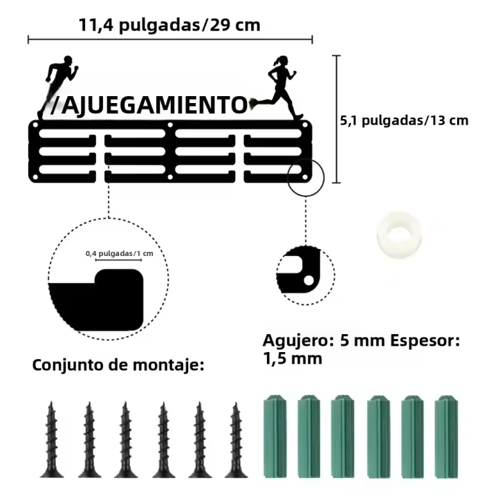 Porta-Medallas De Correr Al Aire Libre Soporte De Metal Para Pared Decoración Deportiva Para Hogar Y Jardín Accesorios De Manualidades - 1