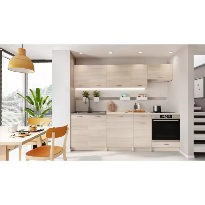 Muebles Cocina completa 240 cms color Madera Sonoma encimera Incluida ref-28 - 1