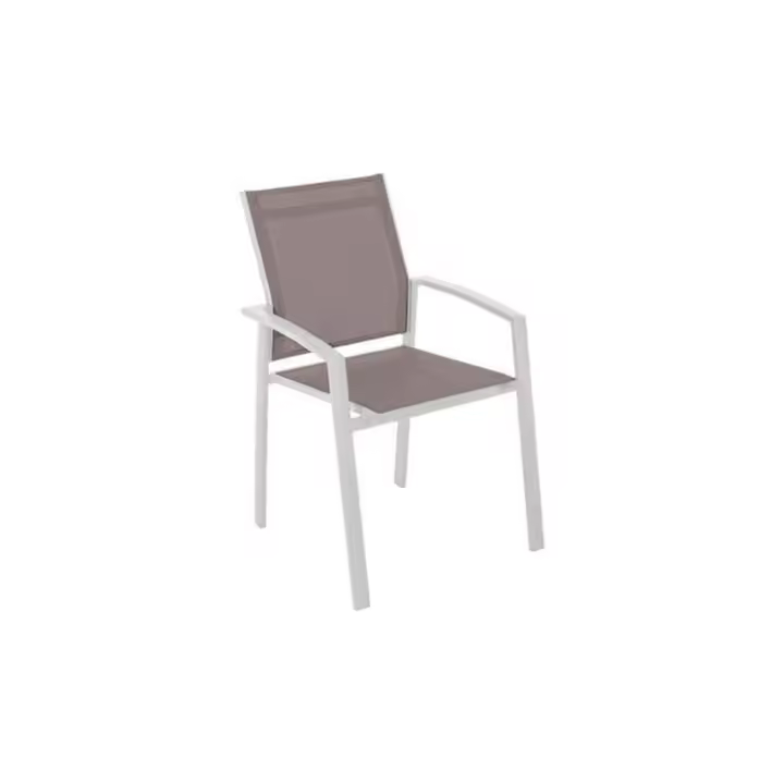 SILLA JARDIN MOD. PAVANNE ALUMINIO BLANCO TEXTILENE MARRON CLARO  - DE SUINPLAS DECORACIONES - 1