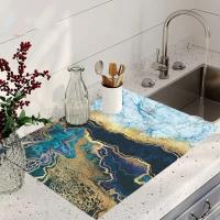 Alfombrilla De Secado De Platos Negra Con Marbling Absorbente Super Tableware Anti-deslizante Para Cocina Tamaño 20x30cm 30x40cm 40x60cm Moderno Estilo Persa Resistentes Al Desvanecimiento Y Corrosión - details 4