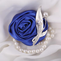 Corsé De Rosa Azul Para Boda Accesorios De Vestimenta Para Novio Y Novia Broche Artificial De Flores Sin Ingredientes Químicos Peligrosos - details 12
