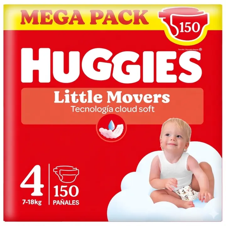 Huggies Little Movers - Ultra Comfort Pañales para Bebé, Tallas 3,4,5 y 6. Cintura Flexible, Elástica y Suave, Efecto Anti-Humedad, Mantiene al Bebé Seco hasta 12 horas, Comodidad para la piel 24/7, Diseños Disney. - 1