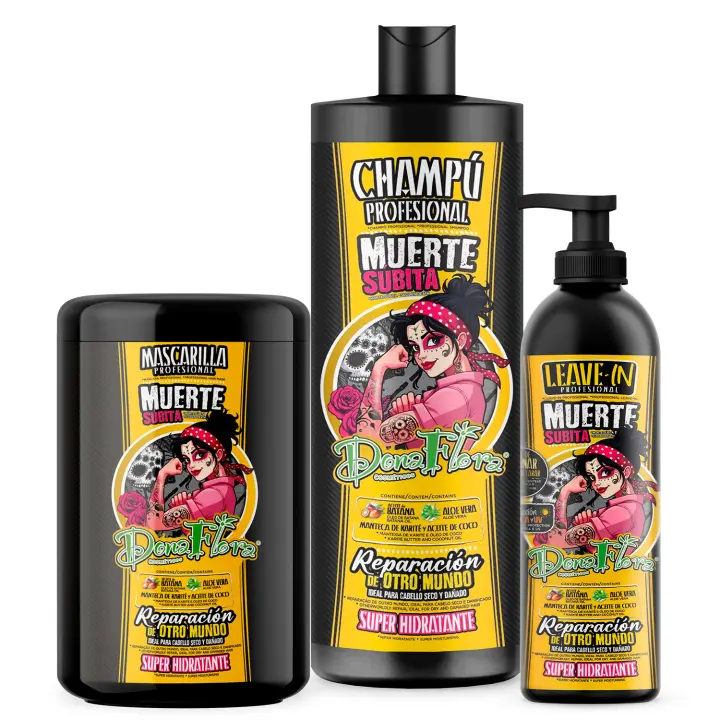 Pack Dona Flora Muerte Subita: Champú 1000ml + Mascarilla 100ml + Leave In 500ml - Reparación de Otro Mundo - Vendido por Beauty World Distributor - 1