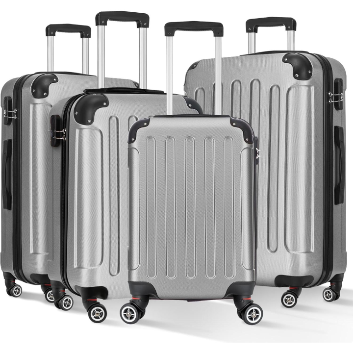 Artree | Conjunto Maletas de viaje. Set de 4 piezas. Maleta grande, mediana, pequeña y neceser. Varios Colores. Juego de maletas Rígidas con neceser. Material Polipropileno con Ruedas Giratorias 360º y Cierre de Combinación, Resistente, Duradero y Ligero