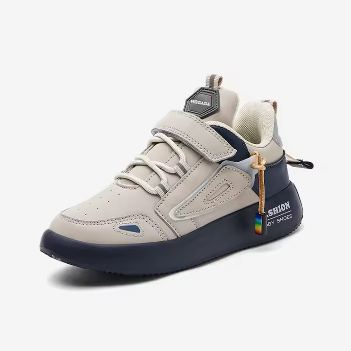 Zapatillas De Deporte Para Niños Casuales Ligeros De Bajo Toda Azul Beige Talla 28-39 Cierre De Correas Material Superior De Cuero - 1
