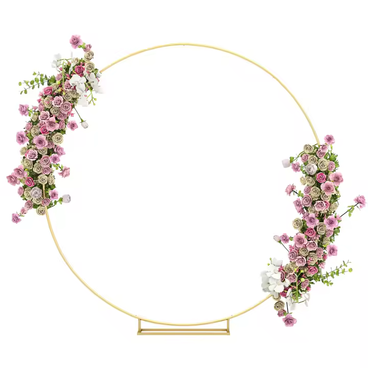 Outsunny Arco de Jardín de Metal Redondo para Rosas Arco de Boda con Recubrimiento en Polvo Resistente a la Intemperie para Plantas Trepadoras para Decoración Patio Terraza 230x28x234 cm Dorado - 1