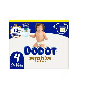 Dodot Sensitive Talla 4 (9-14 kg) 48 Pañales – Barrera Stop Fugas y Suavidad Extrema Dodot - 1