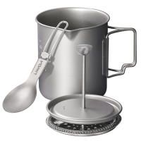 Lixada Taza De Café De Titanio 750ml Con Press Francés Y Cuchara Plegable Para Camping Y Cocina Al Aire Libre - details 0