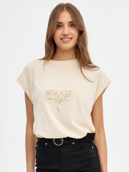 Camiseta regular sin mangas y cuello redondo con estampado gráfico de texto INSIDE - 1