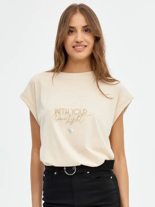 Camiseta regular sin mangas y cuello redondo con estampado gráfico de texto INSIDE - 1