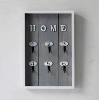 Caja para LLlaves de Madera de pared Con 6 Ganchos para Colgar Llaves, Gris - details 1